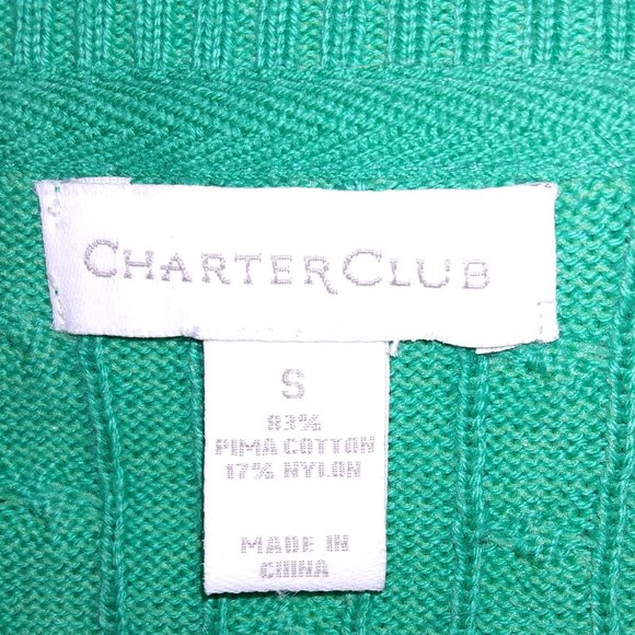 Charter Club Green pullover sweater. Cotton/nylon blend Never worn. Size S. - Picture 3 of 12